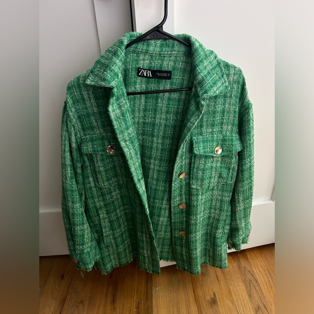 Zara green jacket, tweed